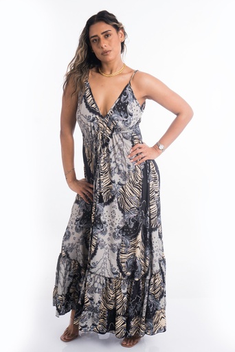 [LD1443-2] Vestido Largo de Seda